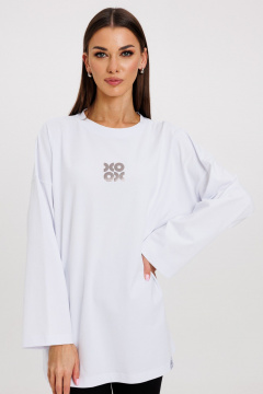 Классический джемпер с яркими принтами и удлинённым рукавом Kivviwear 4246.16 - фото 4