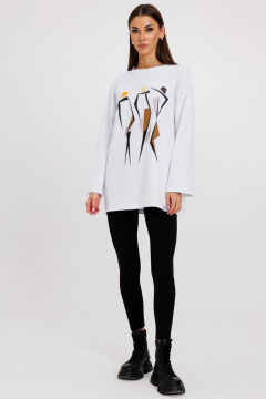 Стильный джемпер с яркими принтами и удлинённым рукавом Kivviwear 4246.18 - фото 4