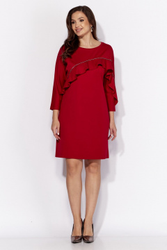 Демисезонное платье из текстиля с асимметричным подрезом TAiER 1320 красный - фото 5