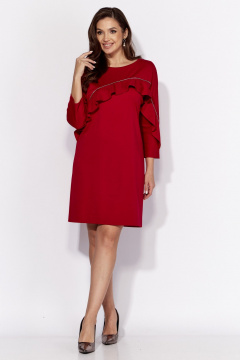 Демисезонное платье из текстиля с асимметричным подрезом TAiER 1320 красный - фото 1
