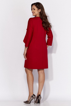 Демисезонное платье из текстиля с асимметричным подрезом TAiER 1320 красный - фото 4