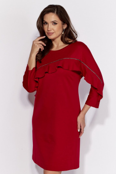 Демисезонное платье из текстиля с асимметричным подрезом TAiER 1320 красный - фото 3