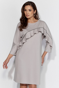 Нарядное платье из текстиля с воланом и асимметричным подрезом TAiER 1320 серый - фото 1