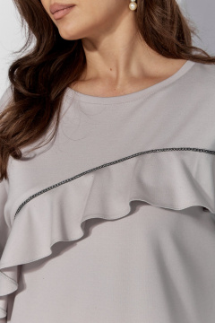 Нарядное платье из текстиля с воланом и асимметричным подрезом TAiER 1320 серый - фото 2