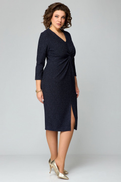 Клубное платье из трикотажа с разрезом и блестящим эффектом Мишель стиль 1234 темно-синий - фото 3