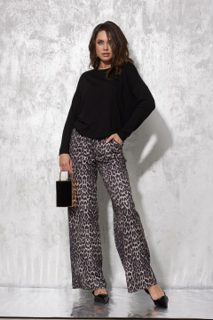 Черный женский джемпер из вискозы и трикотажа с втачными рукавами MG Wear 2214 черный - фото 2