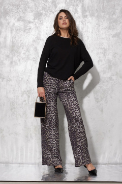 Черный женский джемпер из вискозы и трикотажа с втачными рукавами MG Wear 2214 черный - фото 1