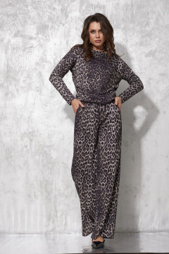 Джемпер свободного силуэта из трикотажа MG Wear 2218 леопард_с_блеском - фото 2