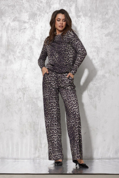Джемпер свободного силуэта из трикотажа MG Wear 2218 леопард_с_блеском - фото 1