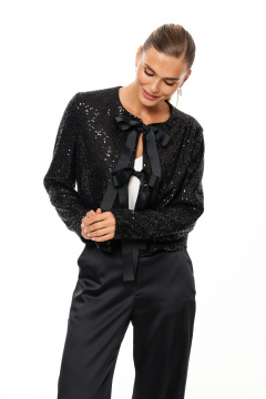 Брюки прямые из атласа для повседневных образов Панда 195960w черный - фото 2