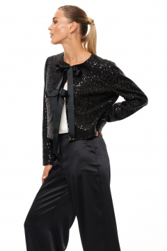 Брюки прямые из атласа для повседневных образов Панда 195960w черный - фото 3