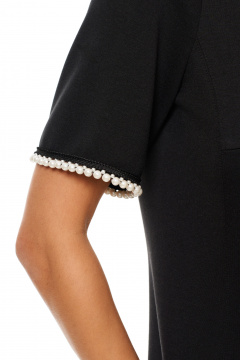 Платье короткое нарядное из трикотажа с разрезом Панда 208780w черный - фото 4