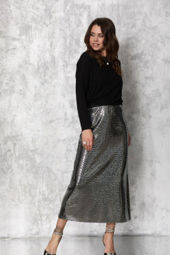 Пайеточная юбка миди а-силуэта для праздничных мероприятий MG Wear 3112 серебристая_пайетка - фото 5