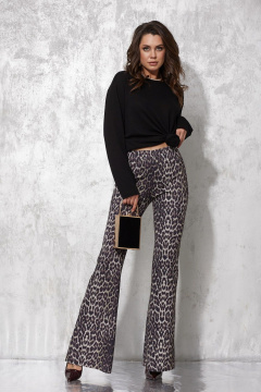 Брюки с потайной молнией и леопардовым принтом MG Wear 4137 леопард_с_блеском - фото 2
