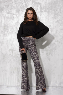 Брюки с потайной молнией и леопардовым принтом MG Wear 4137 леопард_с_блеском - фото 1