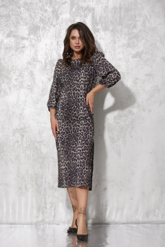 Миди-платье с разрезом и леопардовым принтом для особых случаев MG Wear 5105 леопард_с_блеском - фото 2