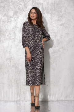 Миди-платье с разрезом и леопардовым принтом для особых случаев MG Wear 5105 леопард_с_блеском - фото 1