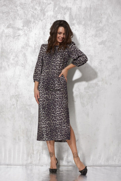 Миди-платье с разрезом и леопардовым принтом для особых случаев MG Wear 5105 леопард_с_блеском - фото 3