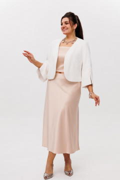 Атласная юбка из вискозы на косую с молнией и женственным силуэтом Anelli 1291 жемчужный - фото 4