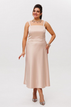 Атласная юбка из вискозы на косую с молнией и женственным силуэтом Anelli 1291 жемчужный - фото 3