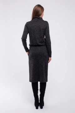 Платье миди из трикотажа с карманами и поясом Madech 205363 черный_меланж - фото 5