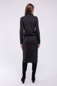 Платье миди из трикотажа с карманами и поясом Madech 205363 черный_меланж - фото 4