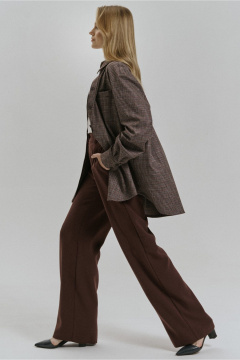 Блуза прямого силуэта с карманом и воротником-стойкой JRSy 2510 клетка_мультиколор - фото 2