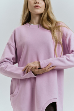 Демисезонный джемпер из трикотажа с карманом и довязом JRSy 2511 лаванда - фото 4