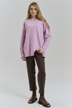 Демисезонный джемпер из трикотажа с карманом и довязом JRSy 2511 лаванда - фото 1