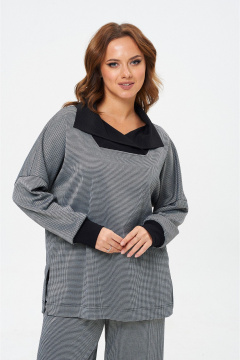 Нежный женский комплект из блузы и брюк из текстиля Liona Style 869 серый - фото 2