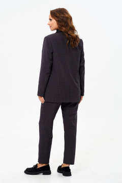 Деловой костюм из текстиля с зауженными брюками и жакетом Liona Style 880 коричнево-синий - фото 5