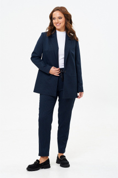 Классический костюм с жакетом и зауженными брюками из текстиля Liona Style 880 синий - фото 4