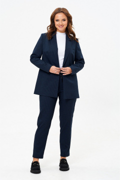 Классический костюм с жакетом и зауженными брюками из текстиля Liona Style 880 синий - фото 3