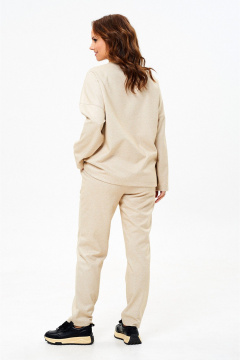 Теплый полуоваловой комплект из трикотажа с брюками и джемпером Liona Style 917 бежевый - фото 5