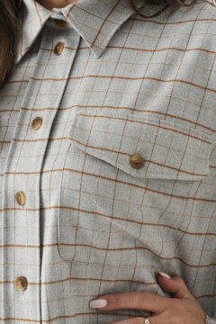 Платье прямое в клетку с карманами и воротником на каждый день Панда 202880w серый - фото 4