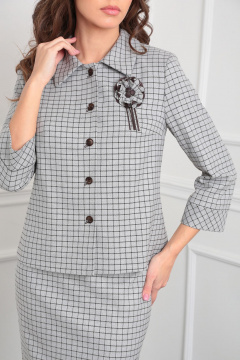 Комплект жакет и юбка полуприлегающего силуэта из текстиля LeNata 20091 клетка - фото 2