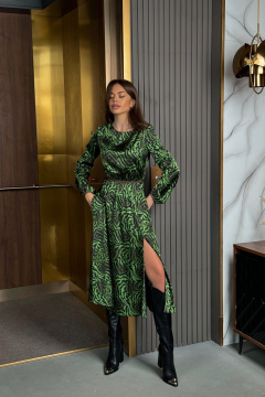 Платье нарядное из текстиля с насыщенным изумрудным оттенком Pavlova 181 изумруд - фото 2