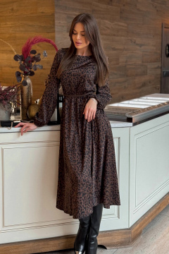 Платье нарядное с леопардовым принтом из текстиля Pavlova 181 шоколадный_леопард - фото 3