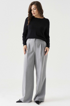 Джемпер из вискозной пряжи с классическим рукавом и резинкой Панда 206240w черный - фото 2