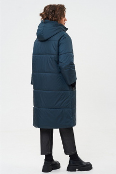 Демисезонное пальто из плащёвой ткани с капюшоном Andina city 7014-24 аквамарин - фото 2