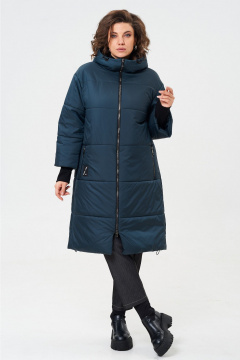 Демисезонное пальто из плащёвой ткани с капюшоном Andina city 7014-24 аквамарин - фото 4