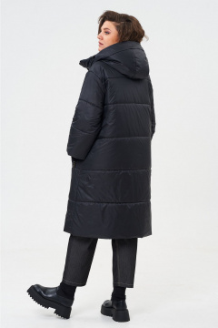 Черное демисезонное пальто из плащёвой ткани Andina city 7014-24 черный - фото 2