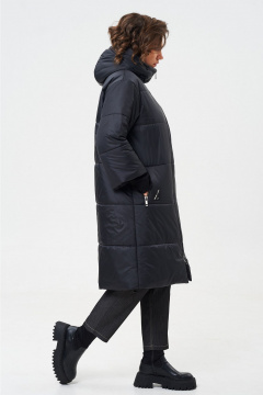 Черное демисезонное пальто из плащёвой ткани Andina city 7014-24 черный - фото 4