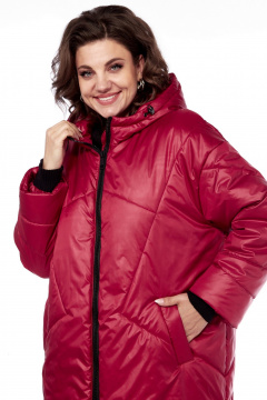 Пальто утепленное демисезонное на молнии с капюшоном Диомант 2024 бордо - фото 5