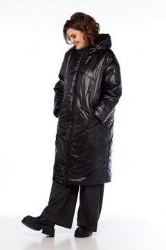 Пальто утепленное демисезонное с прорезными карманами Диомант 2024 черный - фото 4