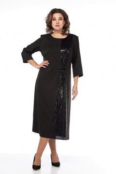 Платье расклешенное с отделочной вставкой и потайной молнией Диомант 2031 черный - фото 5