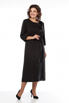 Платье расклешенное с отделочной вставкой и потайной молнией Диомант 2031 черный - фото 4