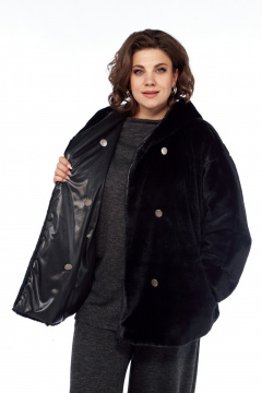 Куртка двухсторонняя из искусственного меха и плащёвки Диомант 2015 черный - фото 2