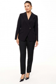 Жакет демисезонный классический из текстиля с шлицами Панда 137830w черный - фото 2