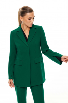 Жакет однобортный из поливискозной ткани с карманами Панда 187530w изумрудный - фото 3